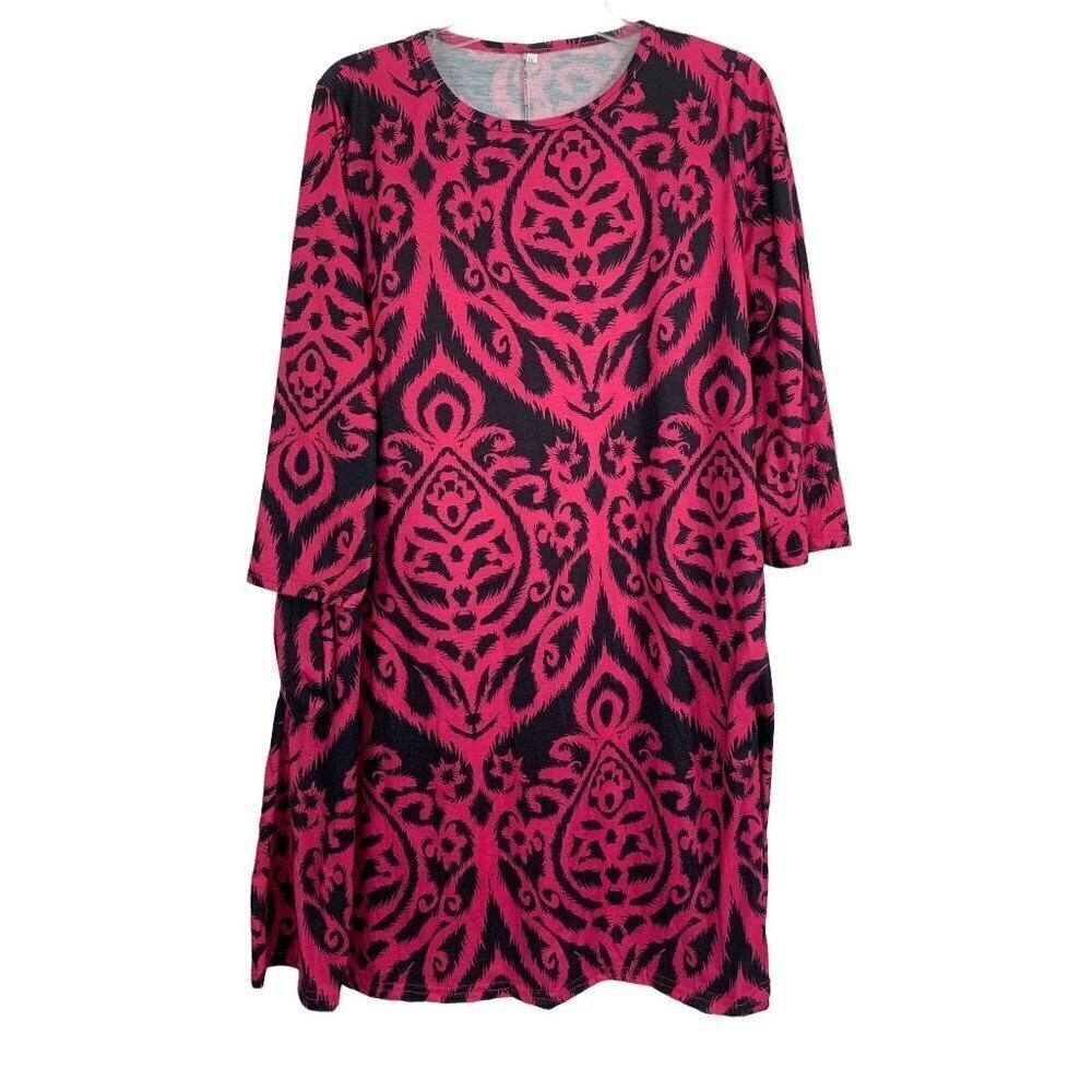 Women’s Pink & Black Long Sleeve Dress - Picture 1 of 6